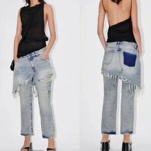 ZARA Asymmetrical Layered Distressed Denim Jeans/Pants NWT